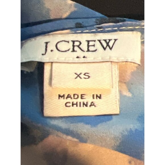 J. Crew XS Blue Floral Peplum Blouse 3/4 Bell Sleeves 100% Polyester - Picture 4 of 5